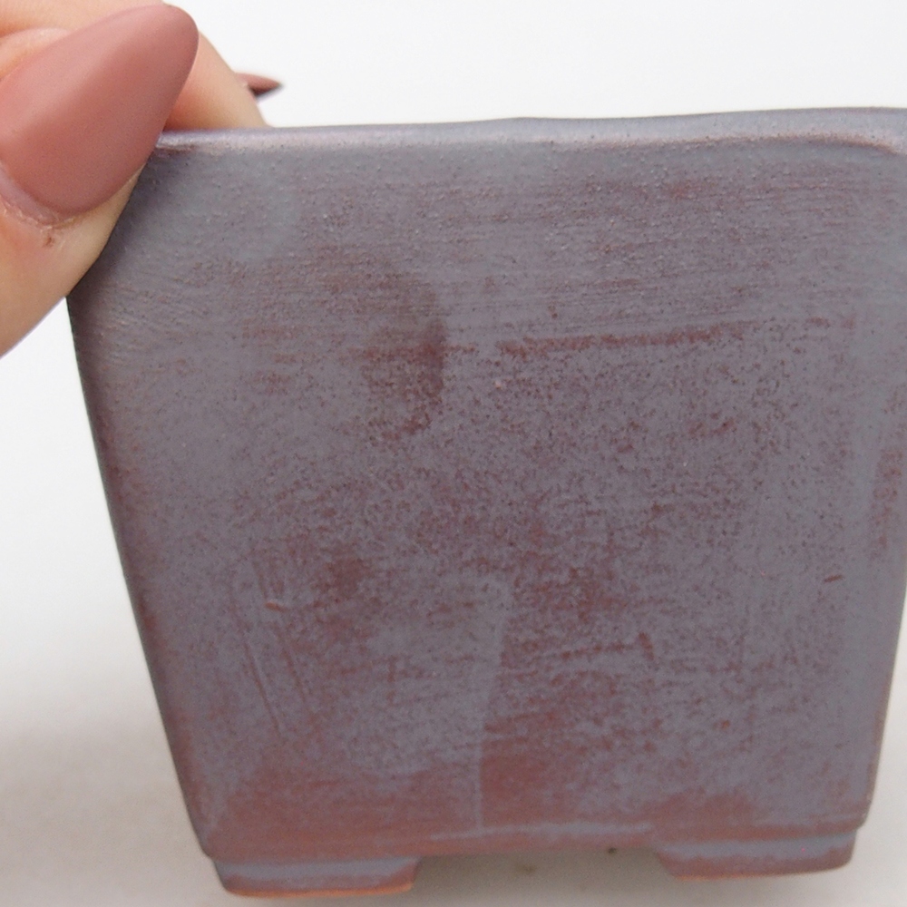 Ceramic bonsai bowl 7,5 x 7,5 x 7 cm, metal colour