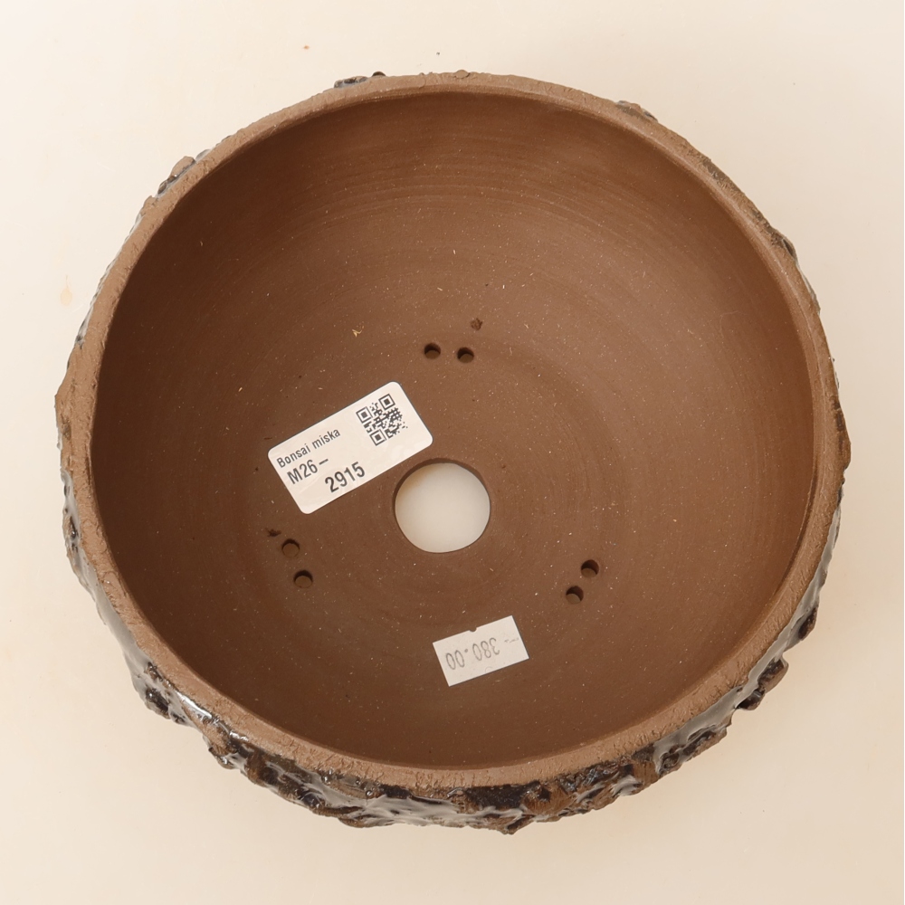 Ceramic bonsai pot, 17 x 17 x 8 cm, brown