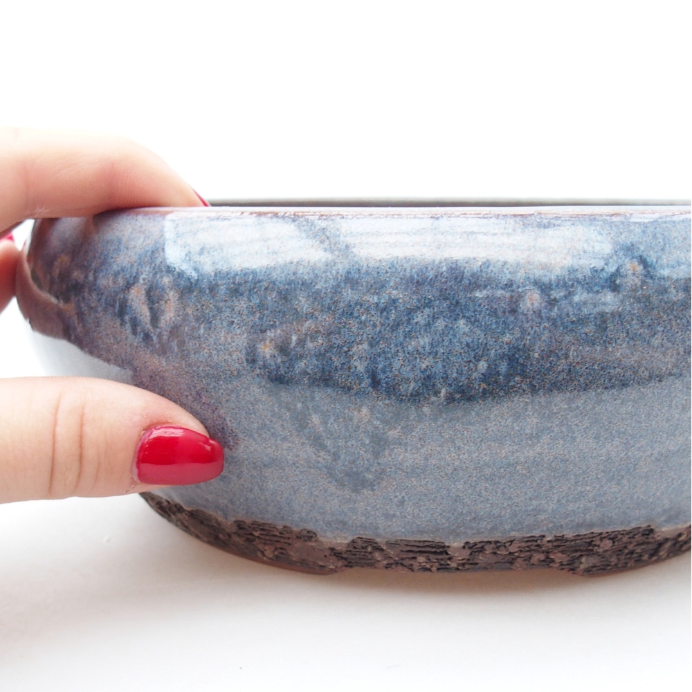 Ceramic bonsai bowl 19 x 19 x 7,5 cm, colour blue