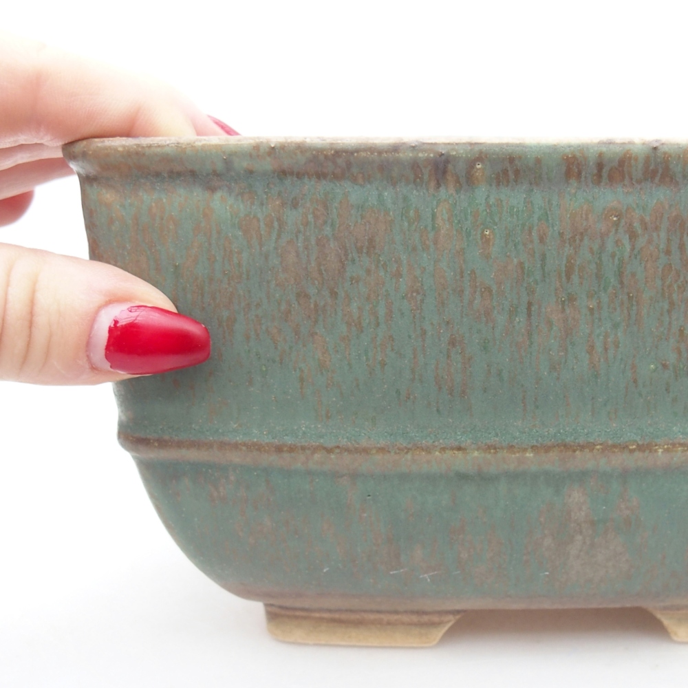 Ceramic bonsai bowl 16 x 16 x 9,5 cm, green