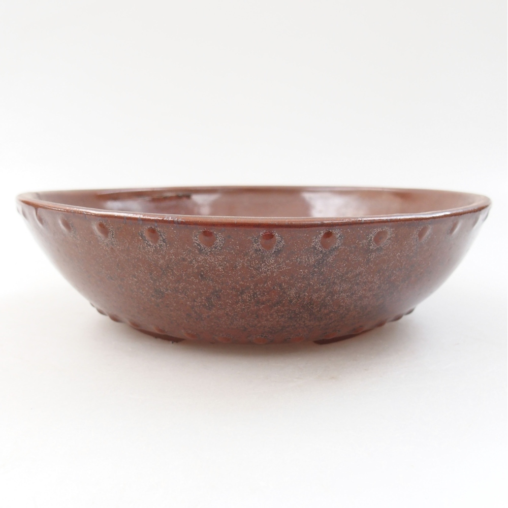 Ceramic bonsai bowl 17,5 x 17,5 x 5 cm, color brown