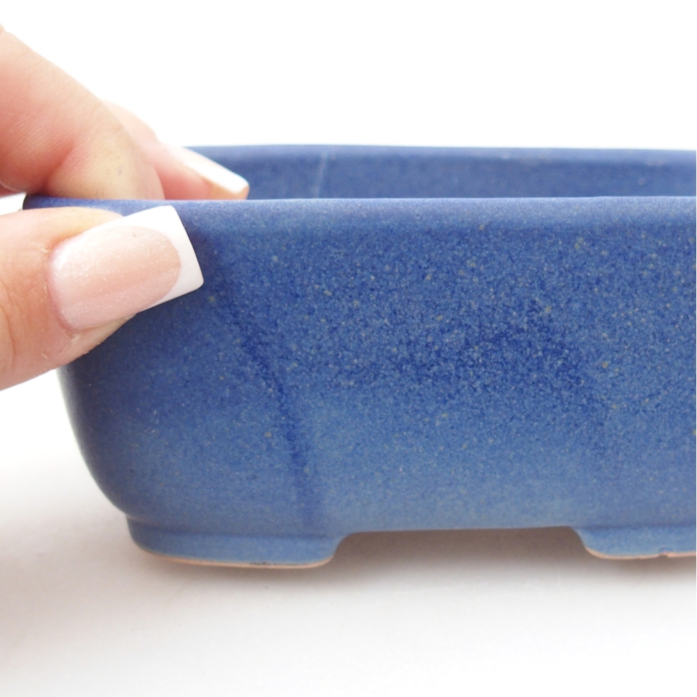 Ceramic bonsai bowl 12,5 x 9,5 x 5 cm, colour blue
