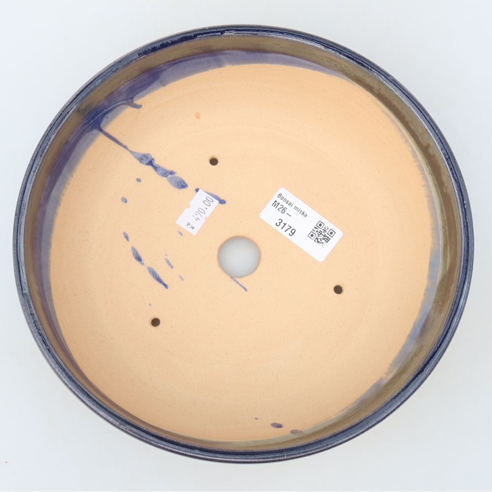 Ceramic bonsai pot, 20 x 20 x 6.5 cm, blue