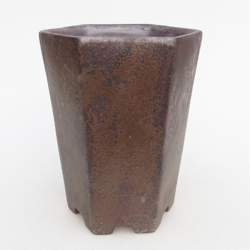 Ceramic bonsai bowl 12,5 x 11,5 x 16,5 cm, brown