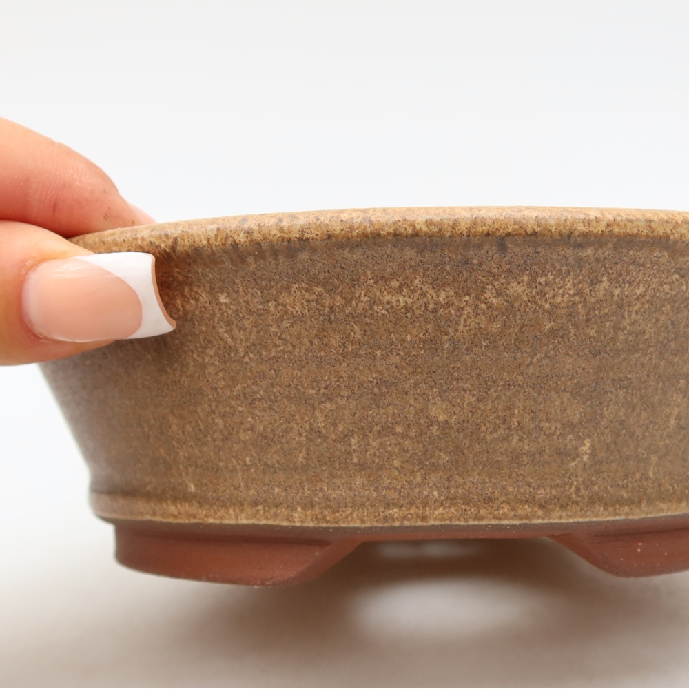 Ceramic bonsai bowl 15,5 x 15,5 x 5 cm, brown