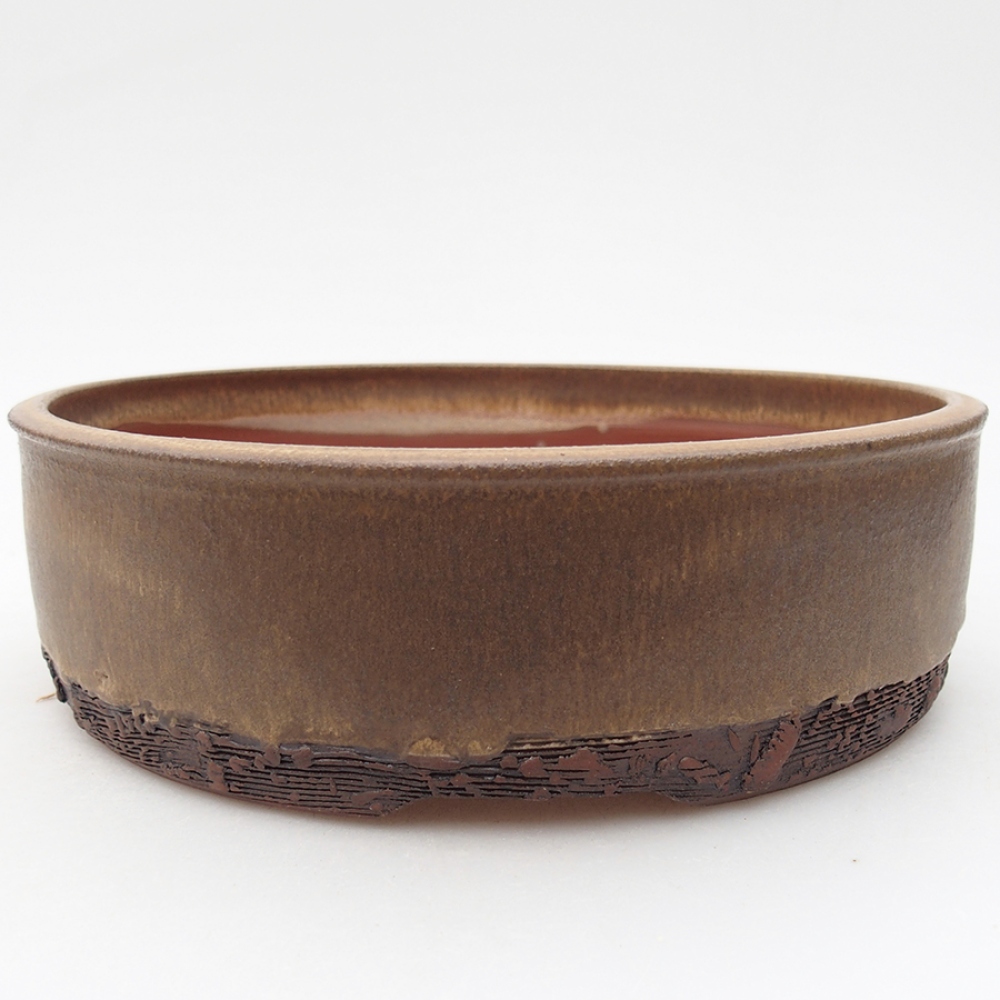 Ceramic bonsai bowl 20 x 20 x 6 cm, color brown
