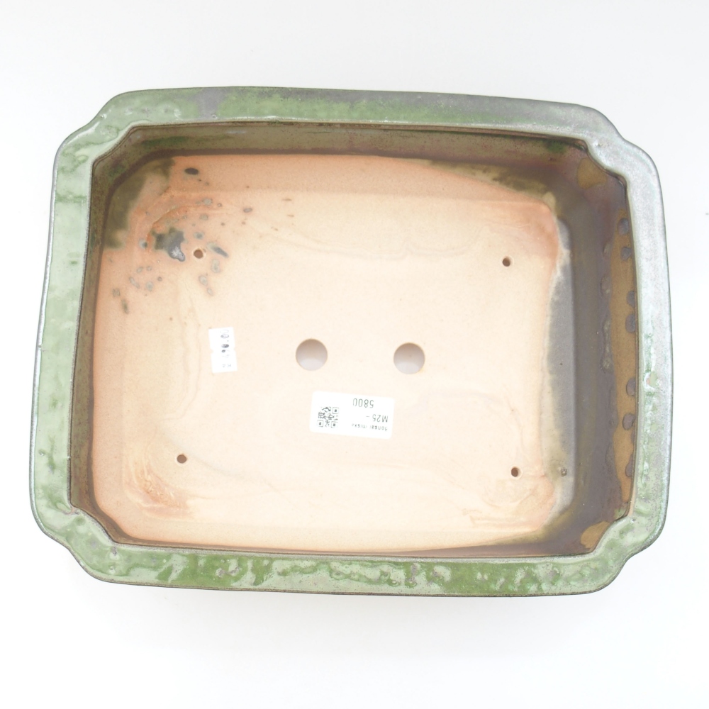 Ceramic bonsai bowl 27,5 x 21,5 x 7 cm, color green