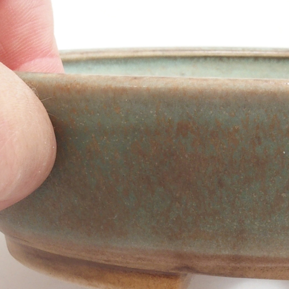 Ceramic bonsai bowl 15 x 13,5 x 3,5 cm, color green