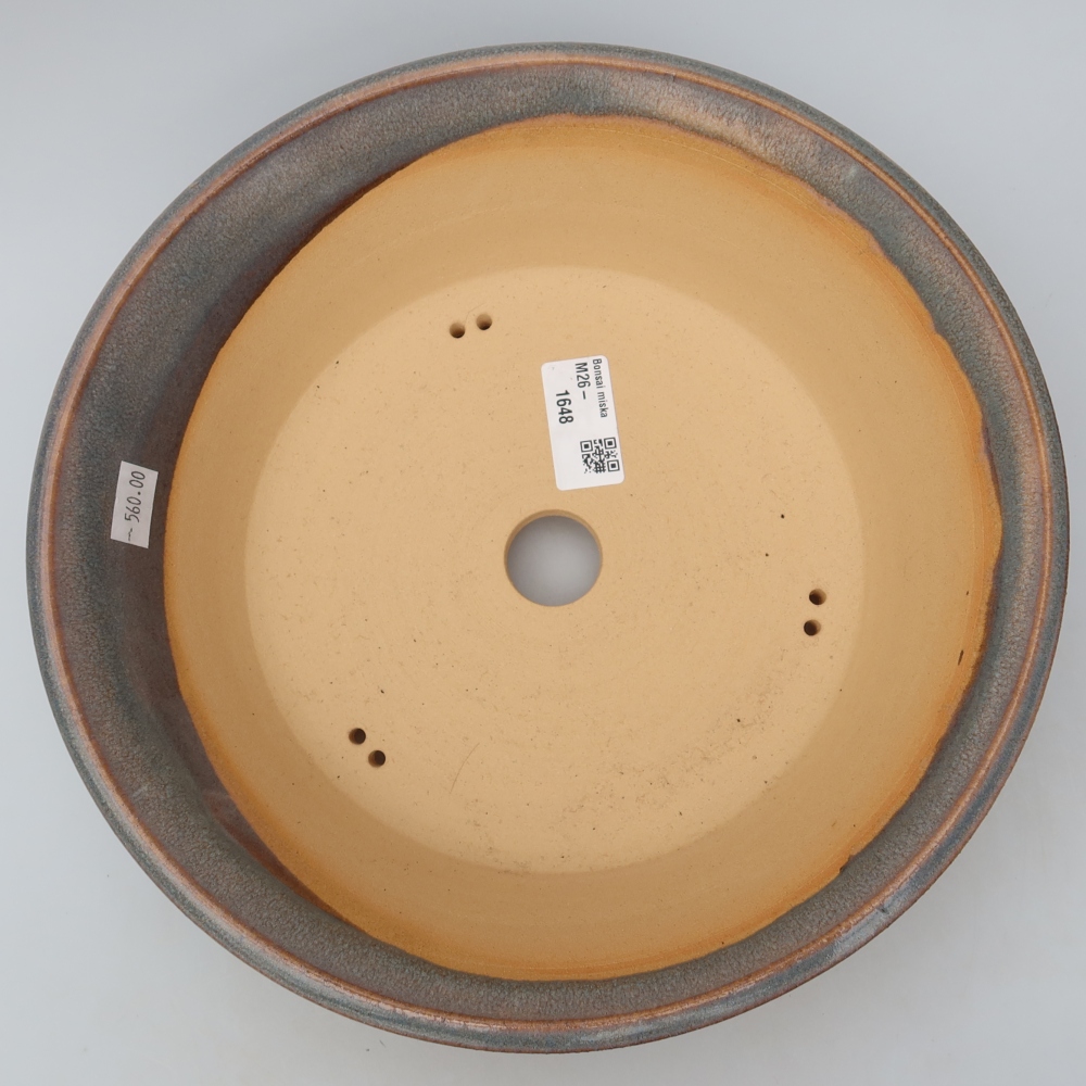Ceramic bonsai pot, 26.5 x 26.5 x 7 cm, gray