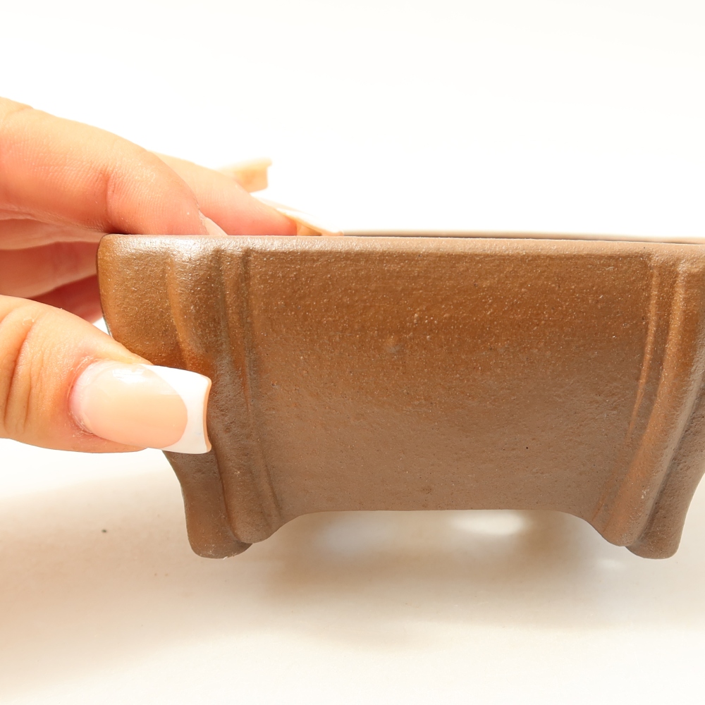 Ceramic bonsai pot, 10.5 x 10.5 x 4.5 cm, brown