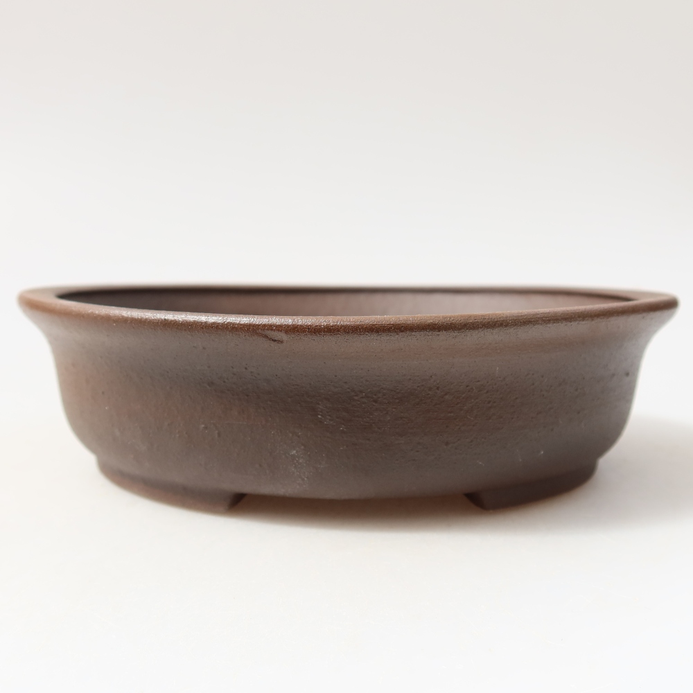 Ceramic bonsai pot, 15.5 x 14.5 x 4 cm, brown