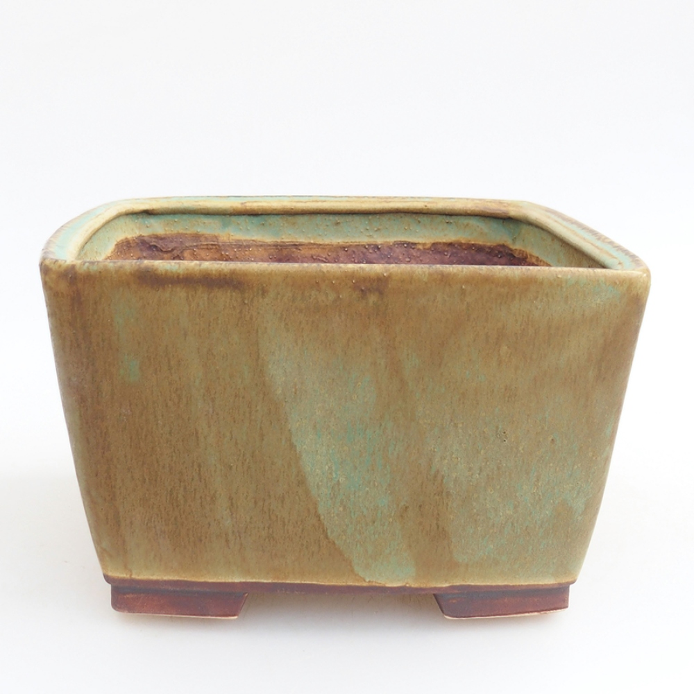 Ceramic bonsai bowl 15 x 15 x 9,5 cm, color green