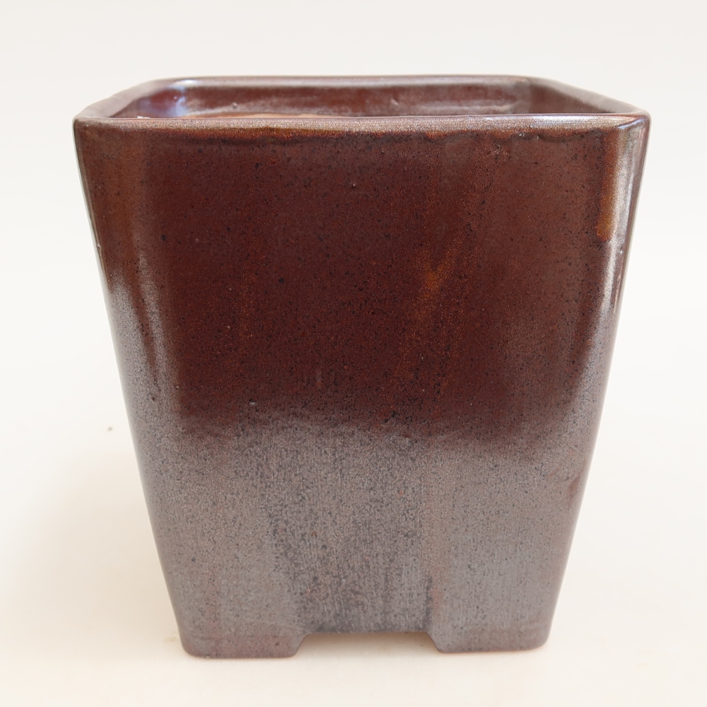 Ceramic bonsai bowl 13,5 x 13,5 x 15 cm, metal colour
