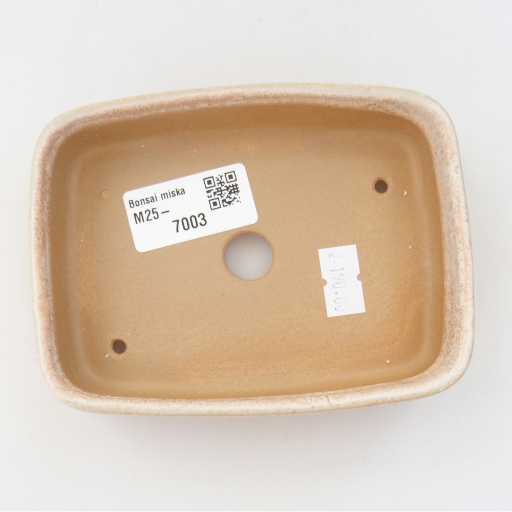 Ceramic bonsai bowl 13 x 9,5 x 3,5 cm, colour beige