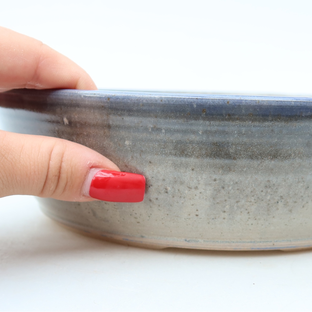 Ceramic bonsai pot, 21 x 21 x 6 cm, blue