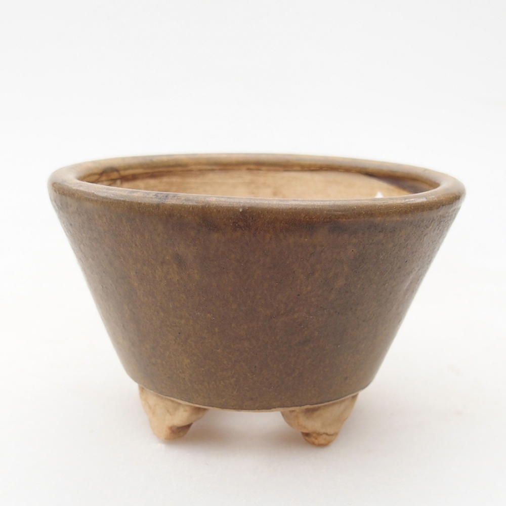 Ceramic bonsai bowl 8 x 8 x 5,5 cm, color brown