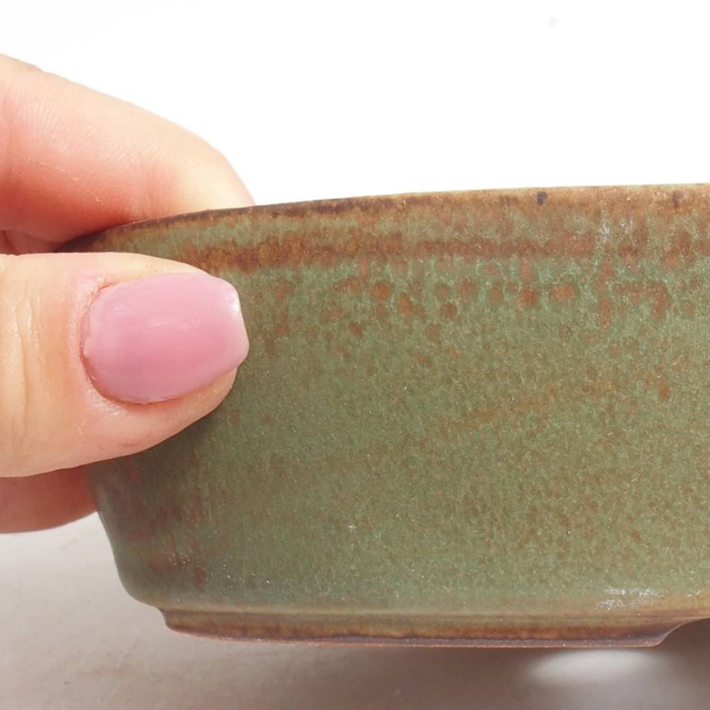 Ceramic bonsai bowl 15 x 9,5 x 4 cm, color green