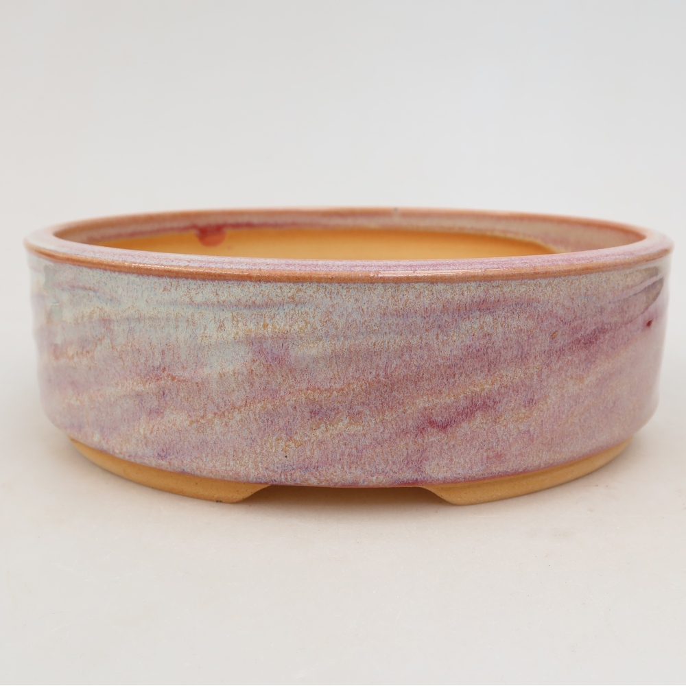Ceramic bonsai pot, 21.5 x 21.5 x 6.5 cm, pink