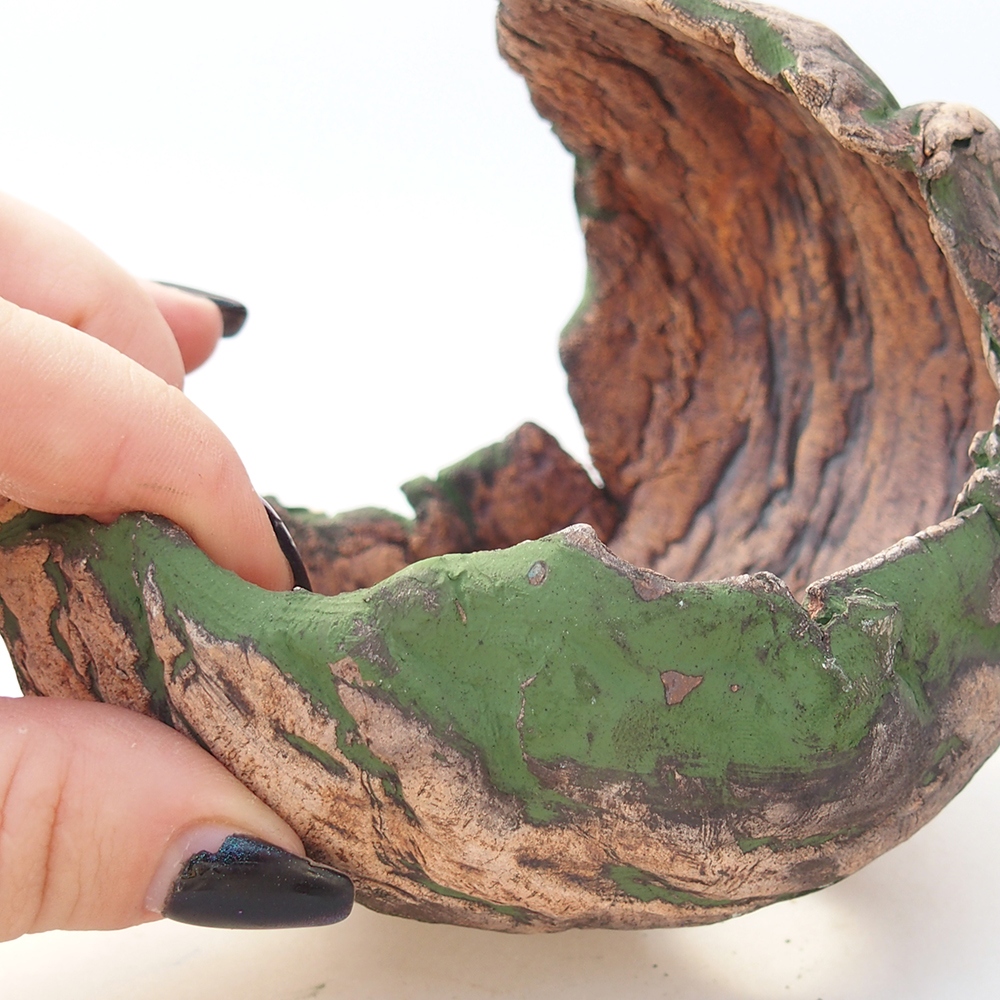 Ceramic shell 11 x 10 x 10 cm , colour green