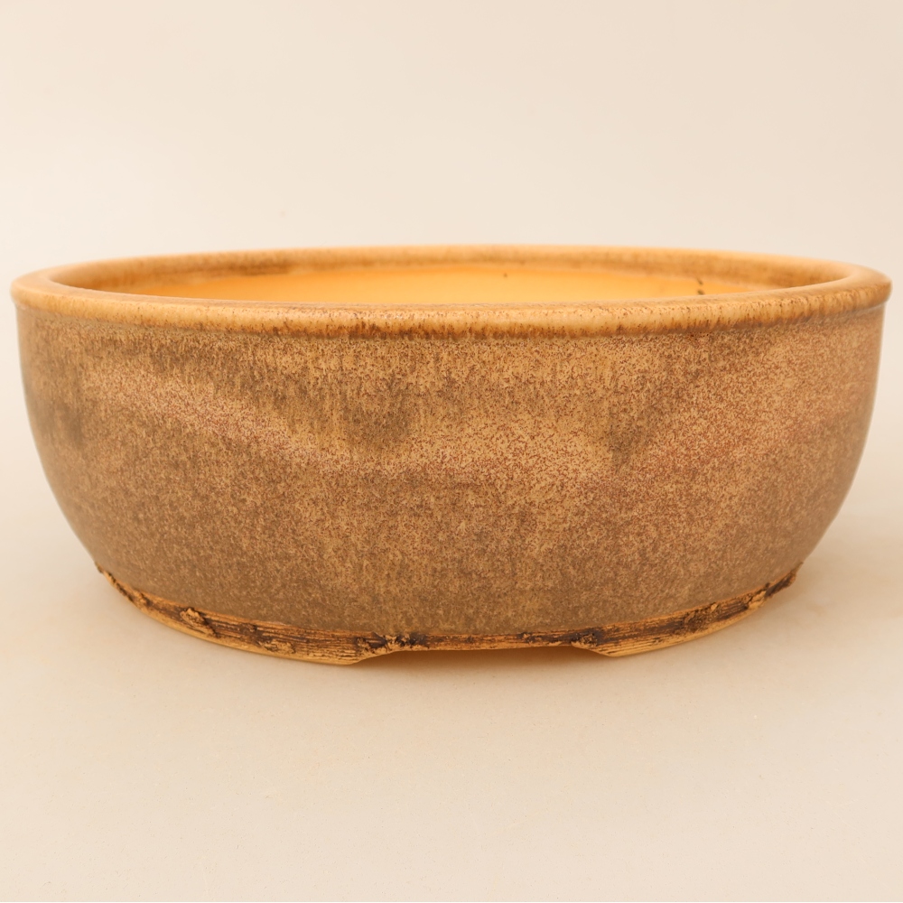 Ceramic bonsai pot, 23.5 x 23.5 x 8 cm, brown