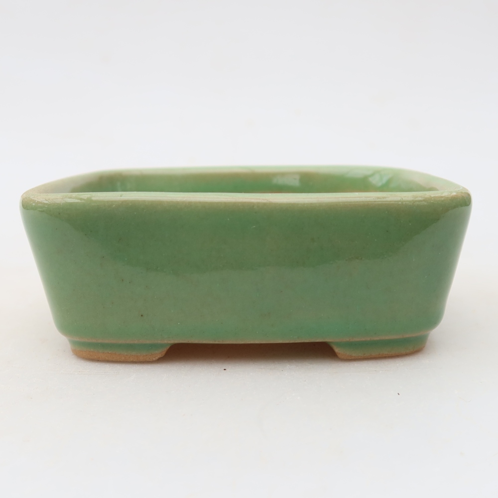 Ceramic bonsai pot, 10 x 8 x 3.5 cm, green