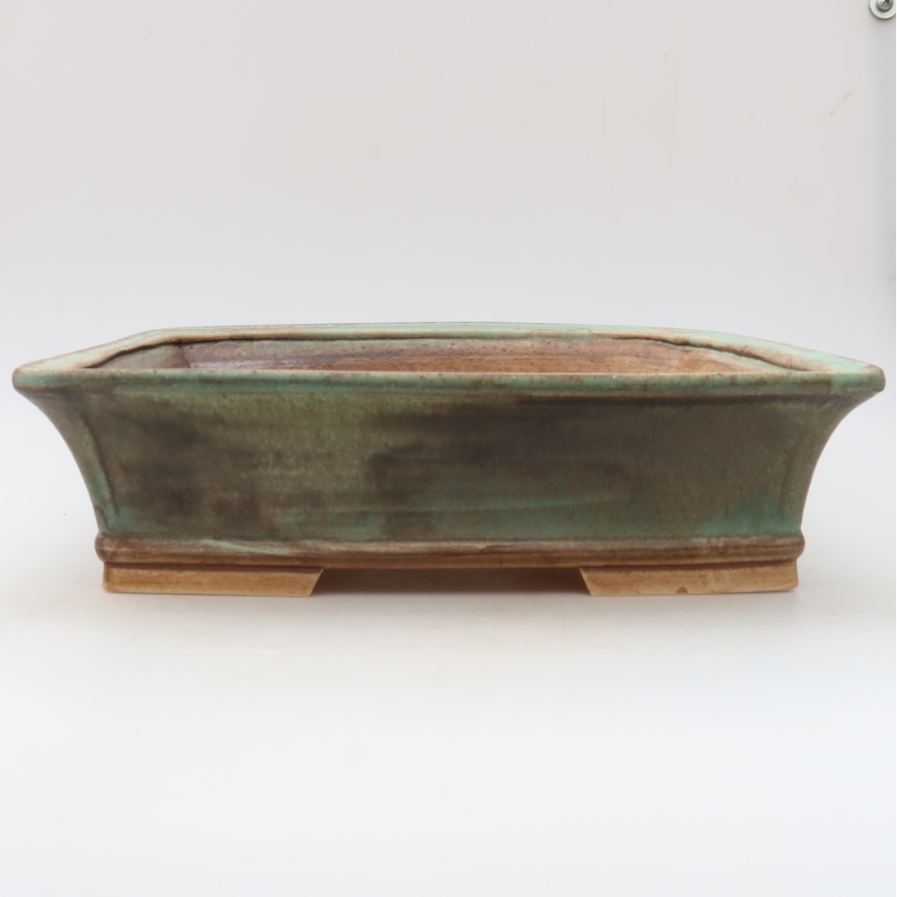 Ceramic bonsai pot, 29.5 x 24 x 8 cm, green