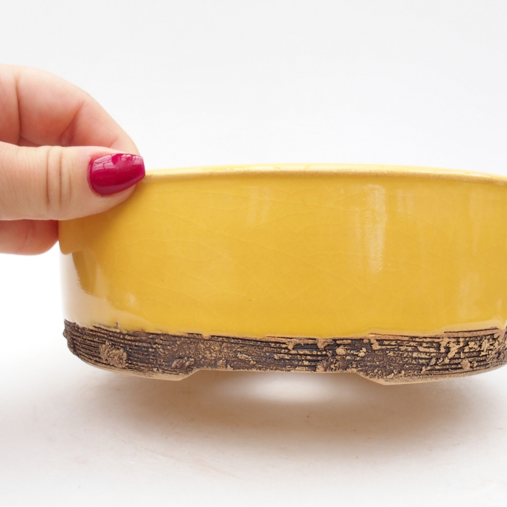 Ceramic bonsai bowl 17 x 17 x 6 cm, color yellow