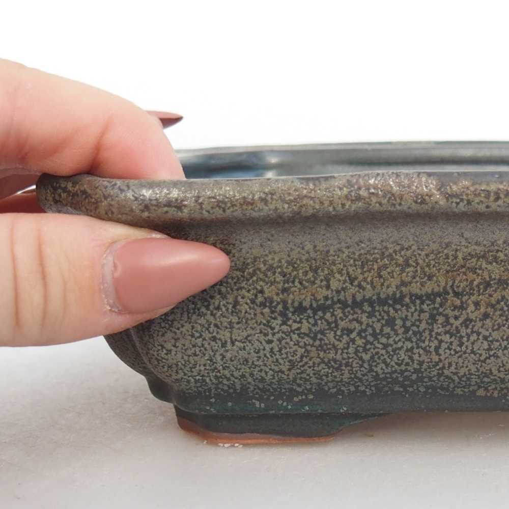 Ceramic bonsai bowl 18 x 13,5 x 5 cm, grey