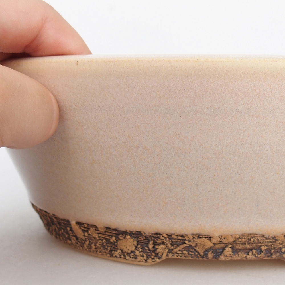 Ceramic bonsai bowl 22 x 22 x 7,5 cm, colour beige
