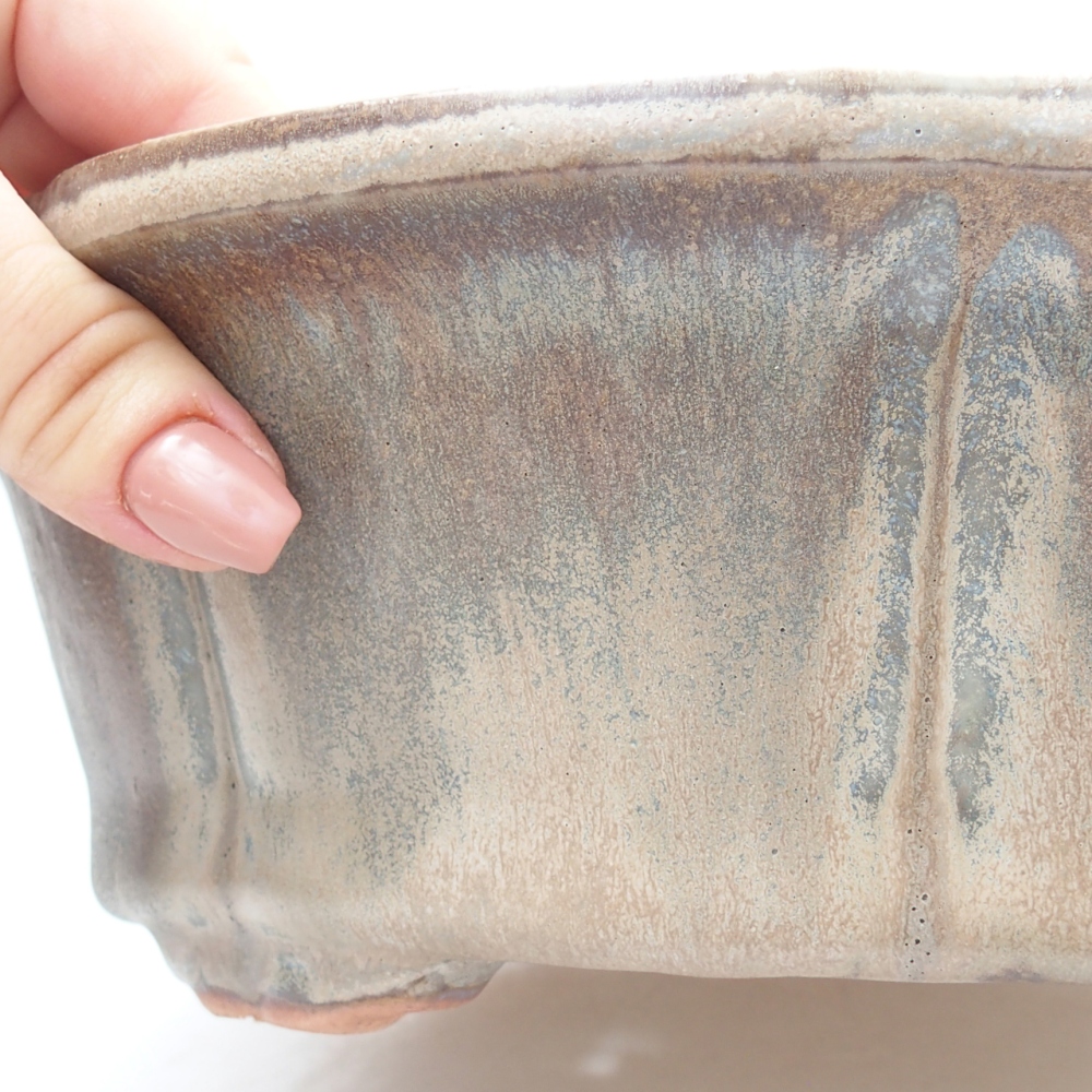 Ceramic bonsai bowl 26,5 x 26,5 x 8 cm, blue-grey