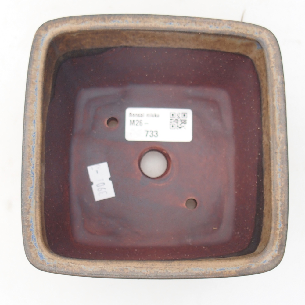 Ceramic bonsai bowl 12,5 x 12,5 x 8 cm, brown
