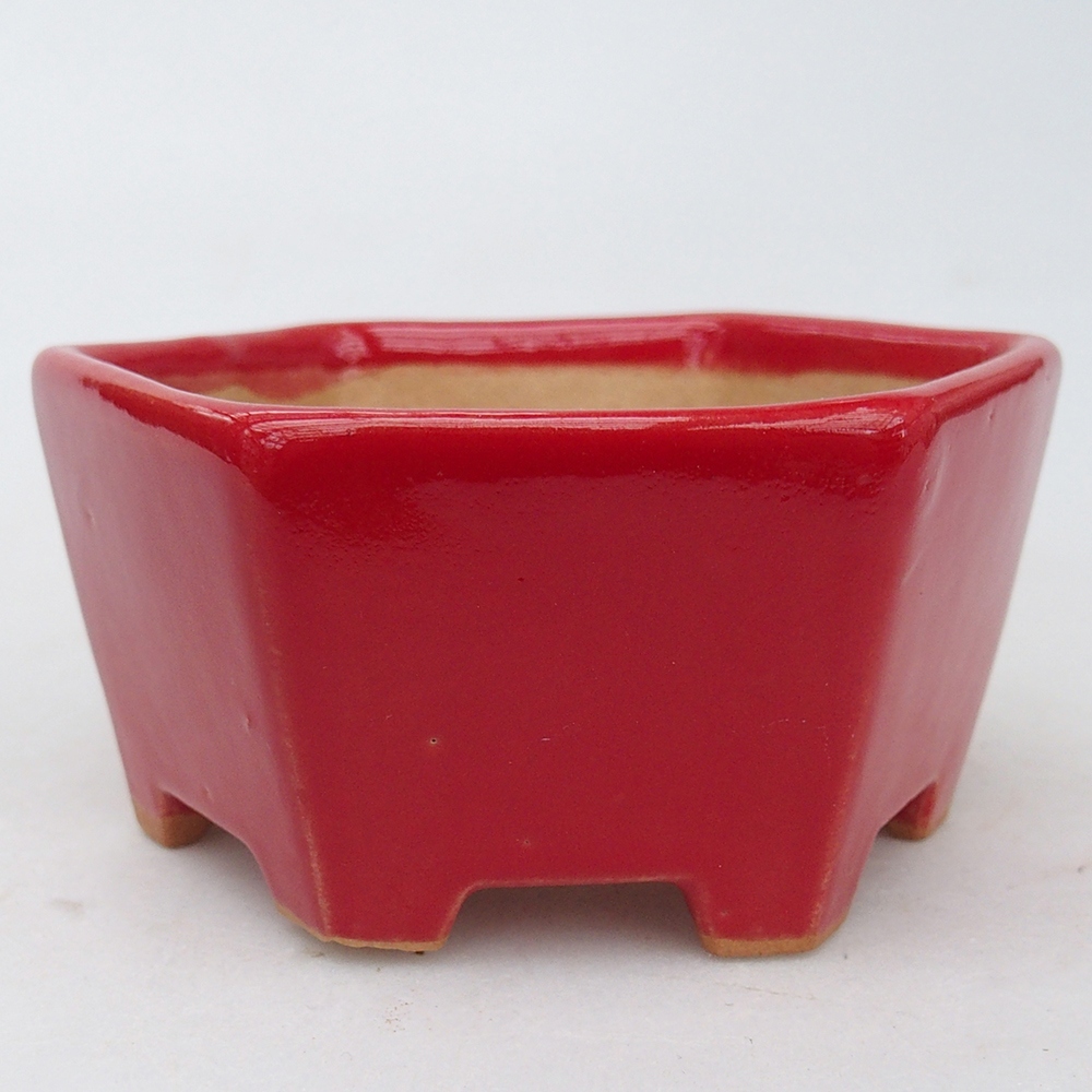 Ceramic bonsai bowl 10,5 x 9,5 x 5 cm, colour red