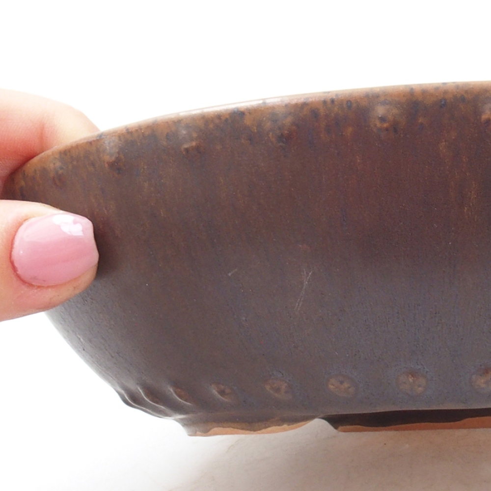 Ceramic bonsai bowl 17,5 x 17,5 x 5 cm, color brown