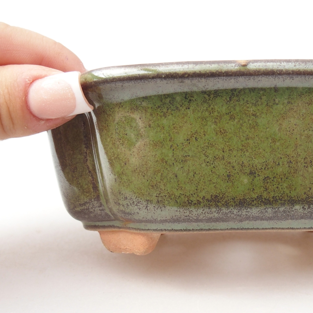 Ceramic bonsai bowl 13 x 10 x 5 cm, green