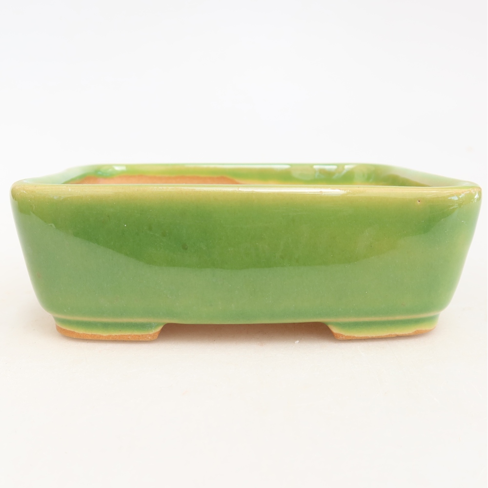 Ceramic bonsai pot, 12.5 x 9.5 x 4 cm, green