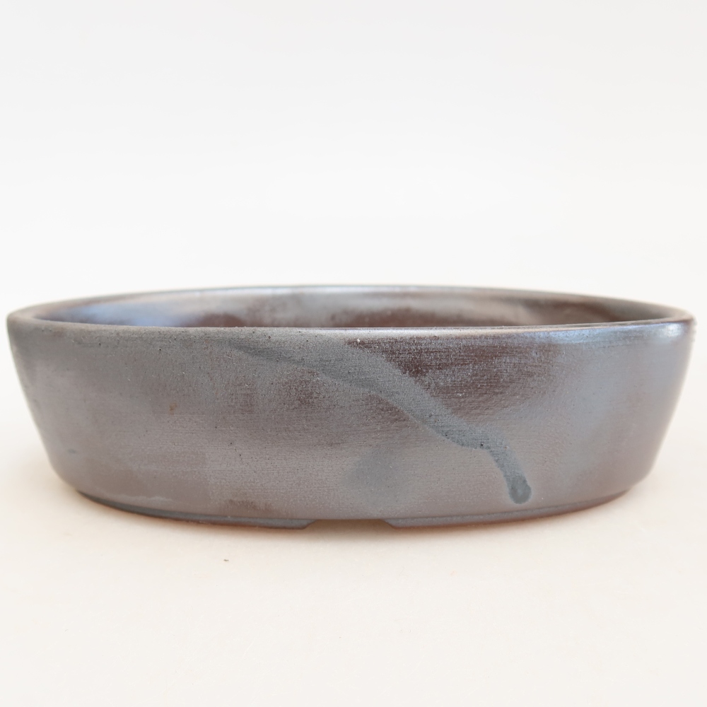 Ceramic bonsai bowl 16,5 x 11,5 x 4,5 cm, metal colour