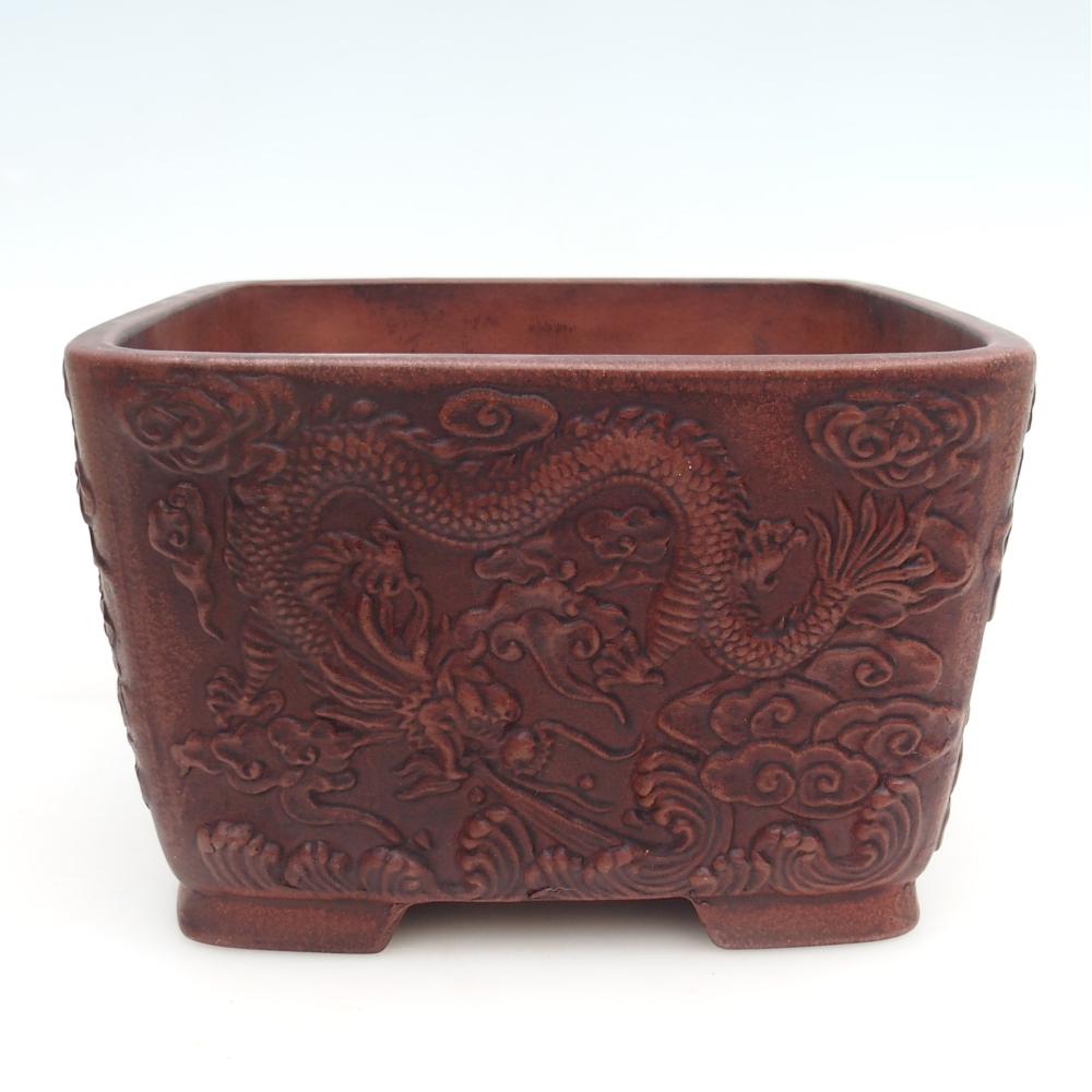 Ceramic bonsai bowl 21 x 21 x 13 cm, brown
