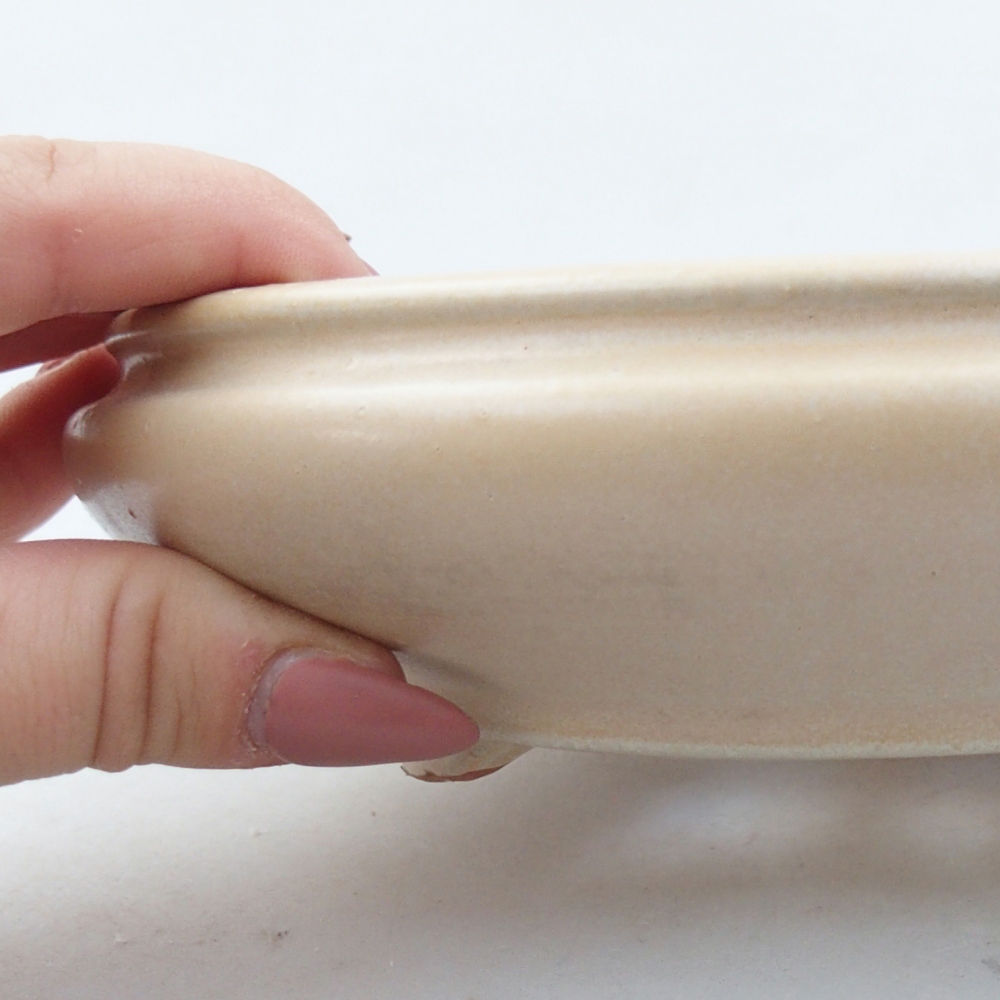 Ceramic bonsai bowl 15 x 15 x 5 cm, colour beige