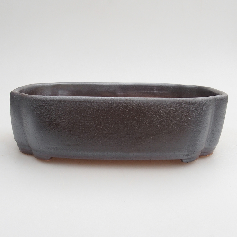 Ceramic bonsai bowl 18 x 13 x 5 cm, metal colour