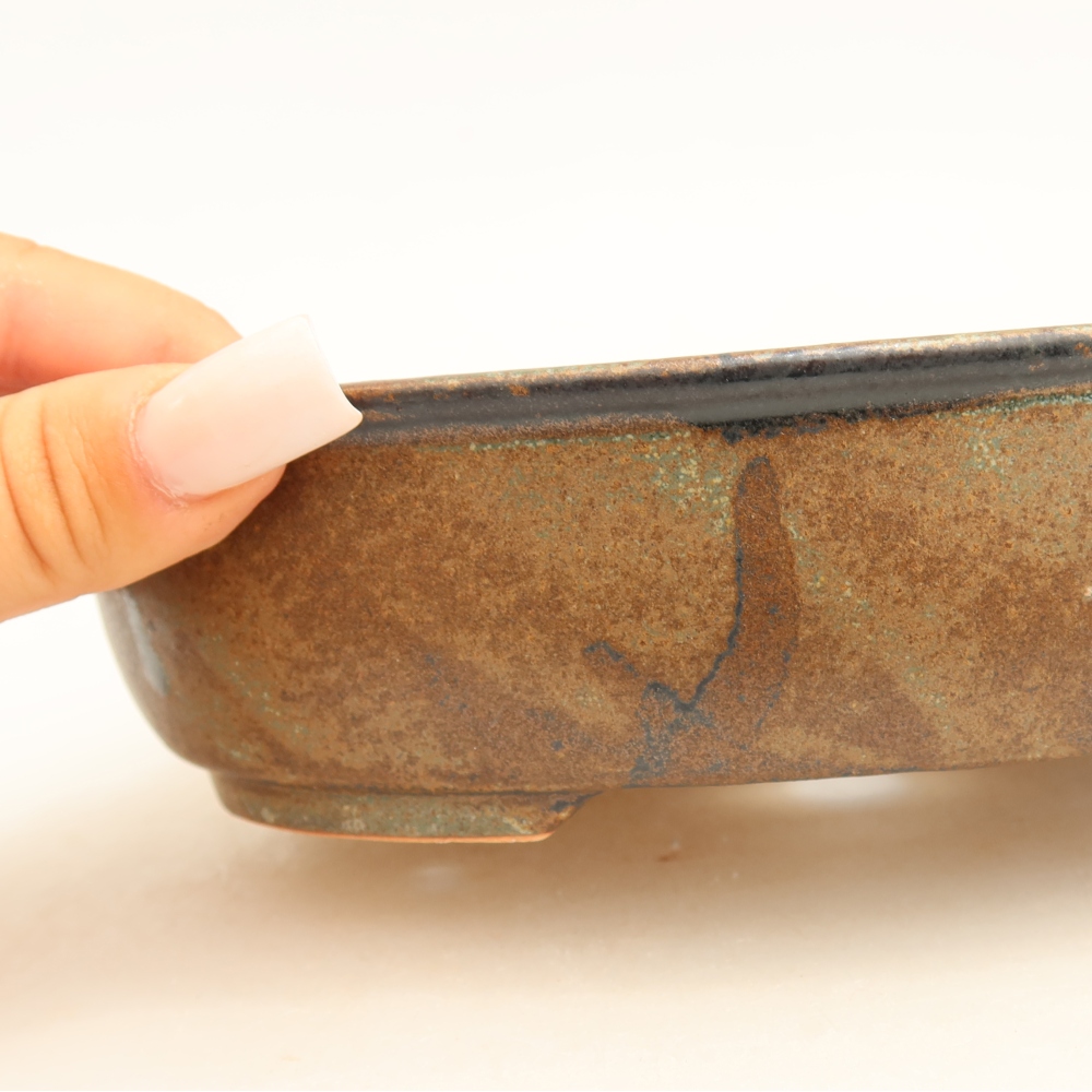 Ceramic bonsai pot, 19 x 14.5 x 5 cm, brown