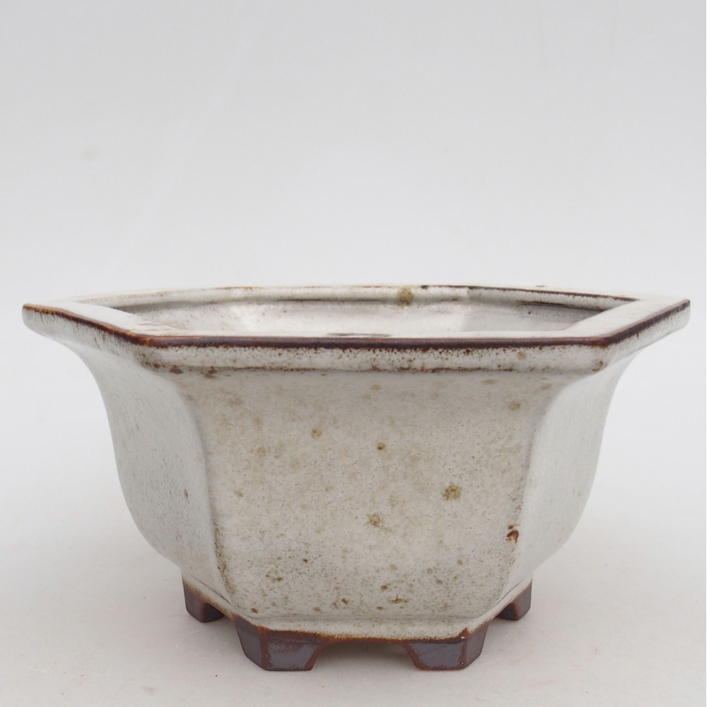 Ceramic bonsai bowl 18,5 x 16,5 x 9 cm, white