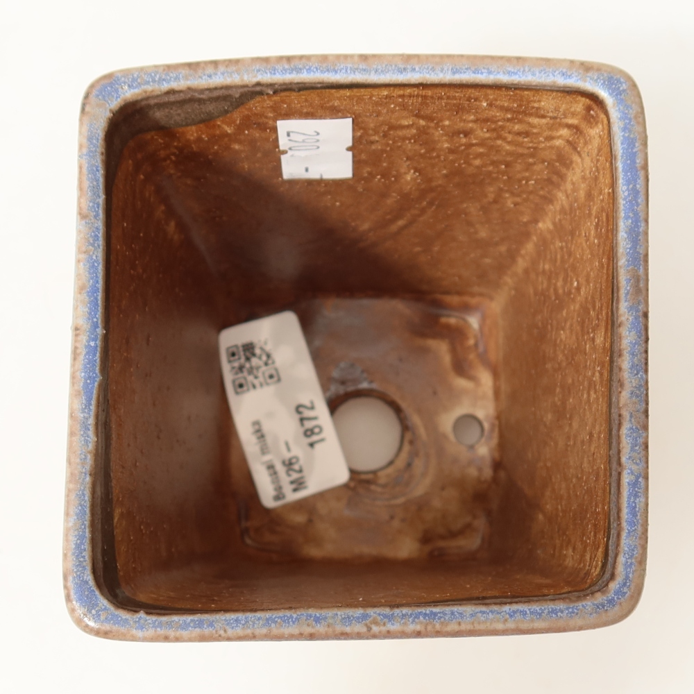 Ceramic bonsai pot, 8.5 x 8.5 x 10.5 cm, blue