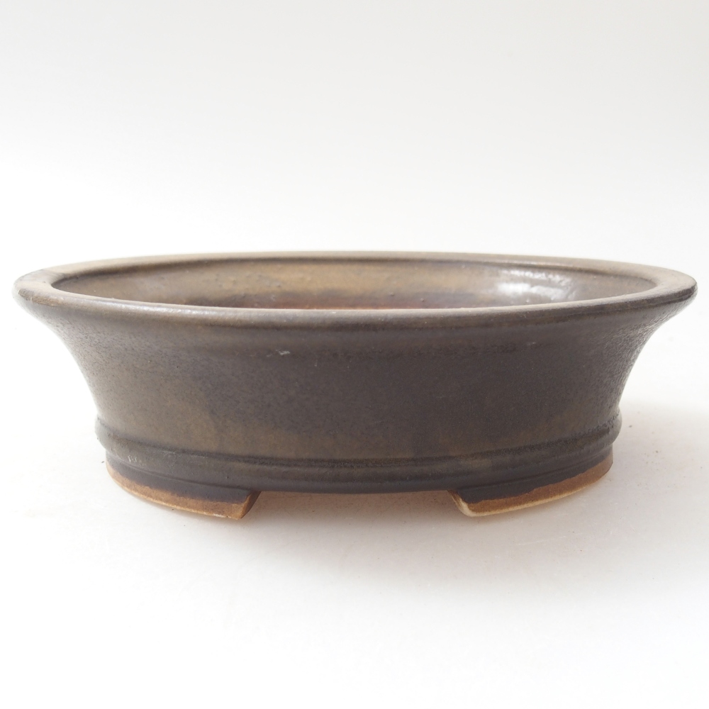 Ceramic bonsai bowl 14 x 12,5 x 4 cm, brown
