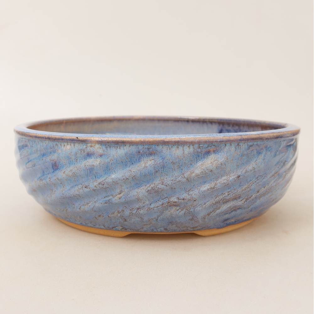 Ceramic bonsai pot, 22.5 x 22.5 x 7 cm, blue