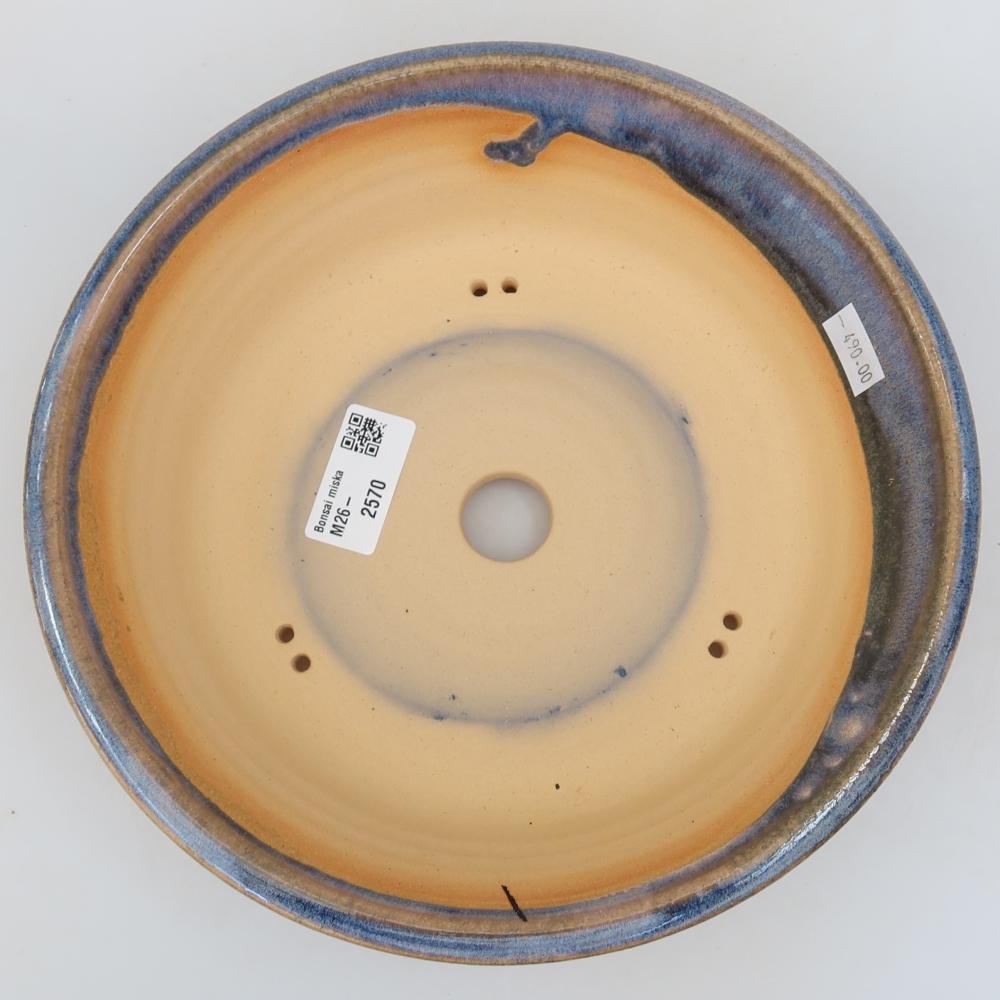 Ceramic bonsai pot, 23.5 x 23.5 x 6 cm, blue