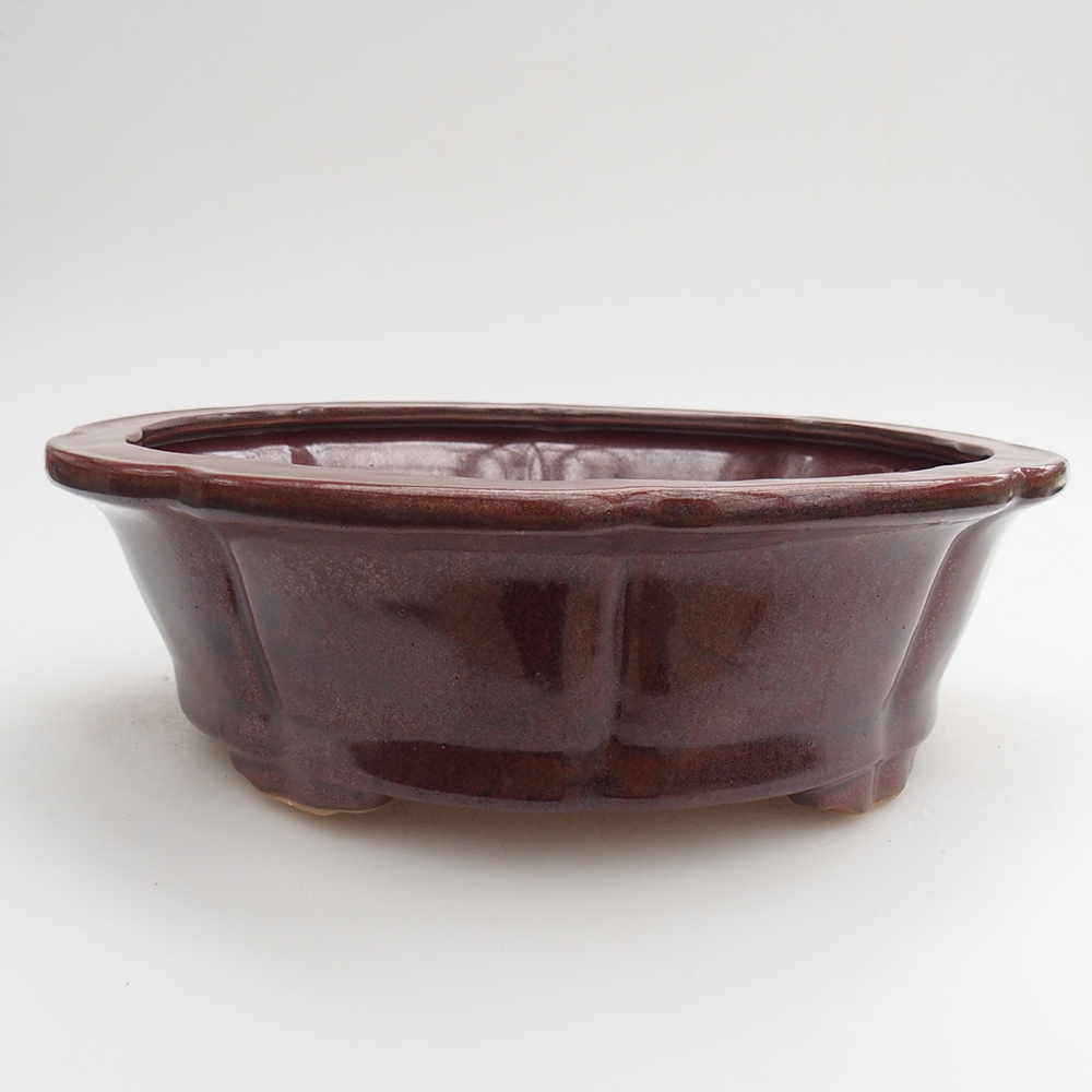 Ceramic bonsai bowl 26 x 26 x 8 cm, burgundy