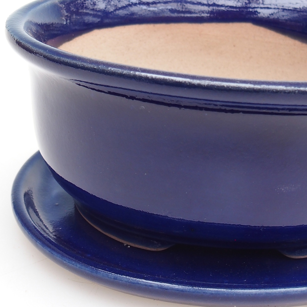 Bonsai bowl + saucer H30 - 12 x 10,5 x 5,5 cm. - blue