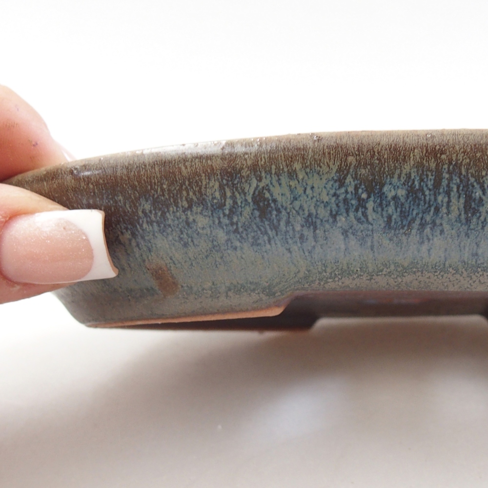 Ceramic bonsai bowl 15,5 x 11 x 2,5 cm, colour blue