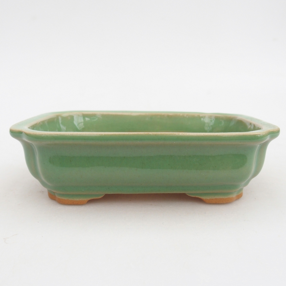 Ceramic bonsai bowl 14 x 11 x 4 cm, green