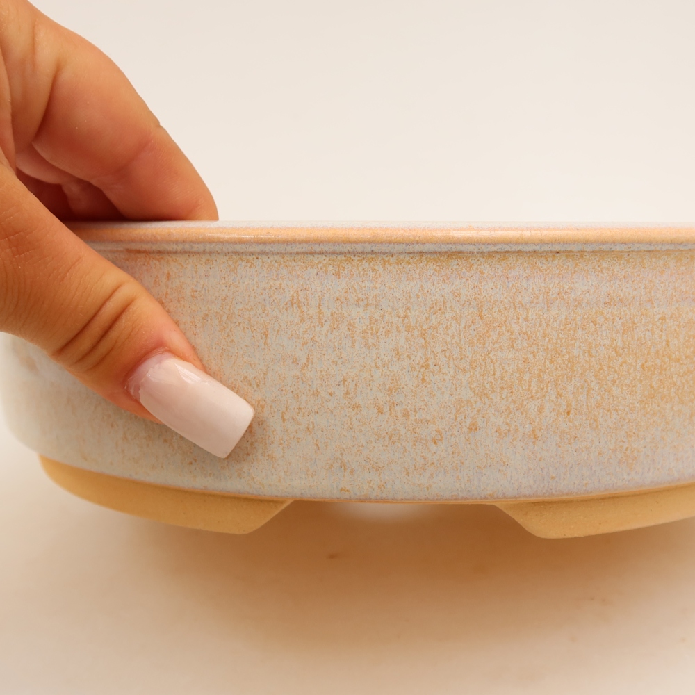 Ceramic bonsai pot, 23 x 23 x 6 cm, beige
